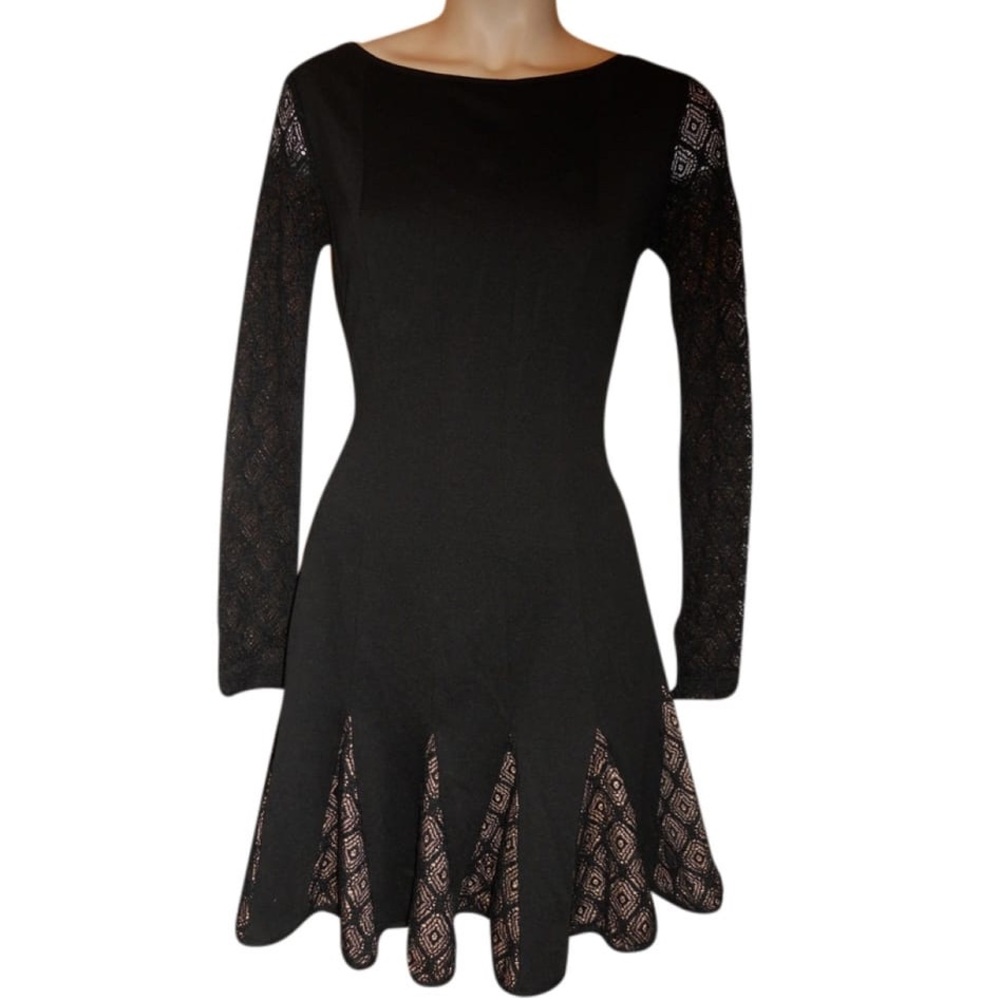 Catherine Malandrino size 6 black lace long sleeve dress